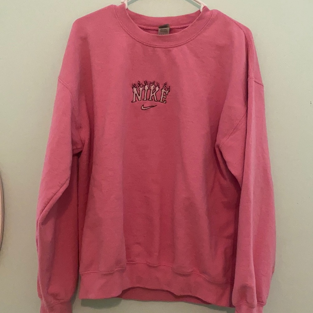 Pink Nike Embroidered Sweatshirt